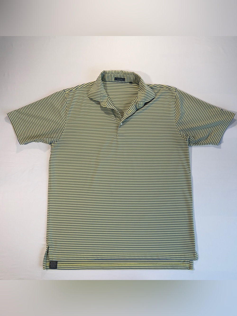 Light Yellow and Blue Striped Men's Golf Polo Shirt - Casual Performance